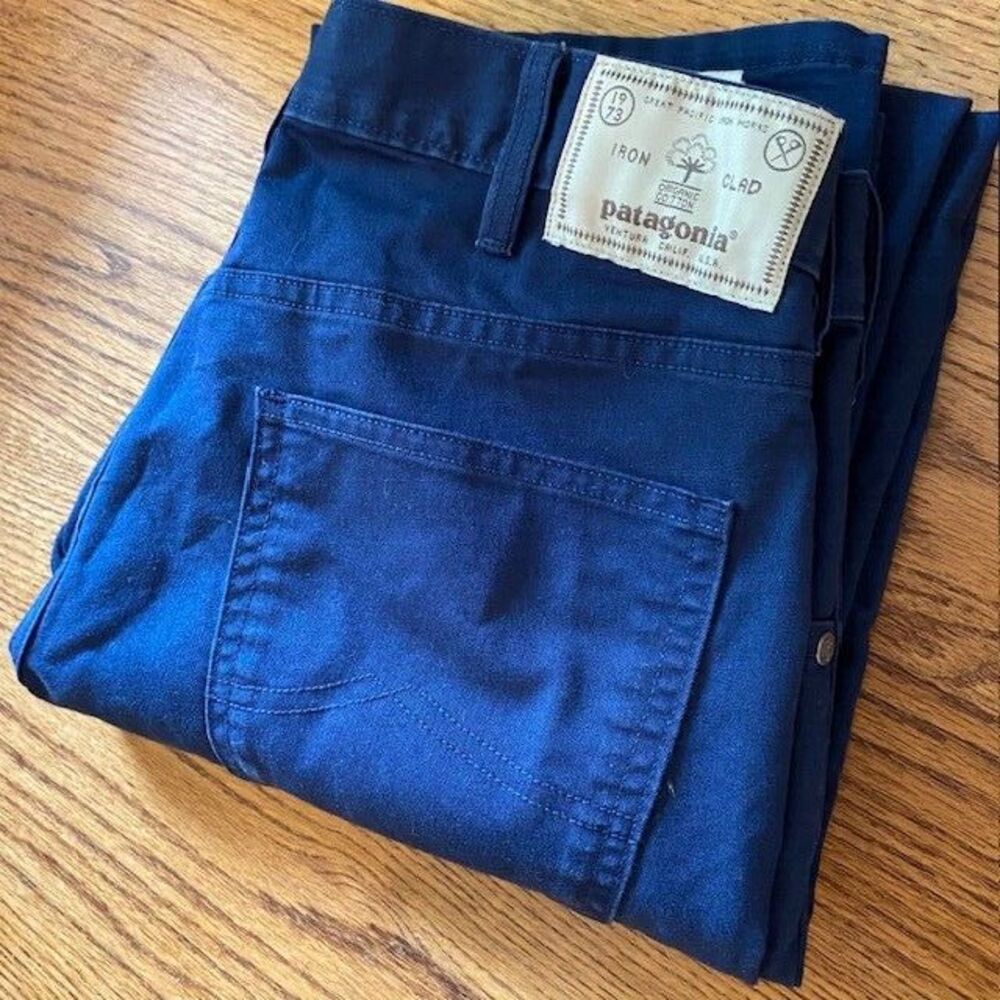Patagonia Iron Clad Organic Cotton Worn Wear Mens 32x32 Straight Pants Blue